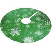 White Snowflakes Emerald Green Polyester Weihnachtsbaumdecke (Schrägansicht)