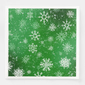 White Snowflakes Emerald Green Serviette (Vorderseite)