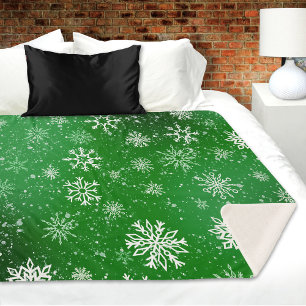 White Snowflakes Emerald Green Sherpadecke