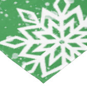 White Snowflakes Emerald Green Tischdecke (Schrägansicht)