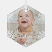 White Snowflakes Foto Ornament Aus Glas (Vorderseite)