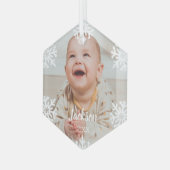 White Snowflakes Foto Ornament Aus Glas (Vorderseite Links)