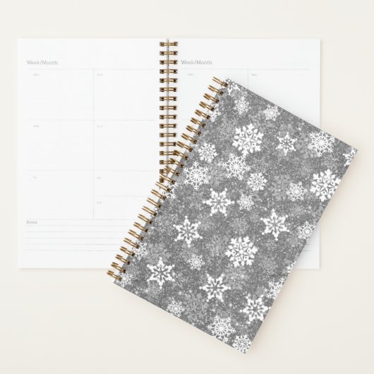 White Snowflakes Luxurious Gray Elegant Christmas Planer (Anzeige)