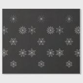 White Snowflakes On Black Background Christmas Geschenkpapier (Flach)
