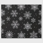 White Snowflakes On Black Background Christmas Geschenkpapier (Flach)