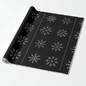 White Snowflakes On Black Background Christmas Wra Geschenkpapier (Ungerollt)