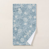 White Snowflakes on Blue Background Badhandtuch Set (Handtuch)