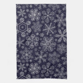 White Snowflakes on blue Geschirrtuch (Vertikal)