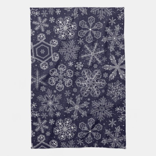 White Snowflakes on blue Geschirrtuch (Vertikal)