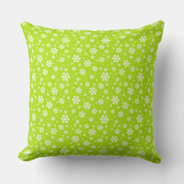 White Snowflakes on Green Winter Pattern Kissen