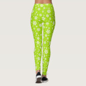 White Snowflakes on Green Winter Pattern Leggings (Rückseite)