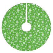 White Snowflakes on Green Winter Pattern Polyester Weihnachtsbaumdecke (Vorderseite)