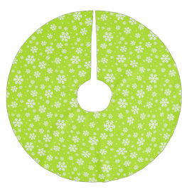 White Snowflakes on Green Winter Pattern Polyester Weihnachtsbaumdecke