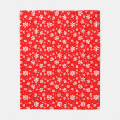 White Snowflakes on Red Winter Pattern Fleecedecke (Vorderseite)