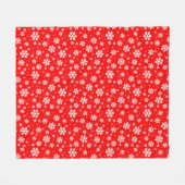 White Snowflakes on Red Winter Pattern Fleecedecke (Vorderseite (Horizontal))