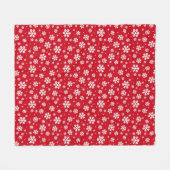 White Snowflakes on red Winter Pattern Fleecedecke (Vorderseite (Horizontal))