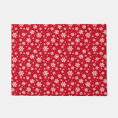 White Snowflakes on red Winter Pattern Fußmatte (Vorderseite)