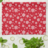 White Snowflakes on red Winter Pattern Geschirrtuch (Gefaltet)