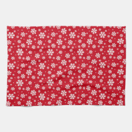 White Snowflakes on red Winter Pattern Geschirrtuch