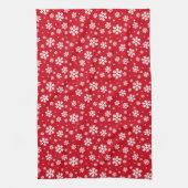 White Snowflakes on red Winter Pattern Geschirrtuch (Vertikal)