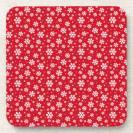 White Snowflakes on red Winter Pattern Getränkeuntersetzer