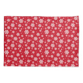 White Snowflakes on red Winter Pattern Kissenbezug (Rückseite)