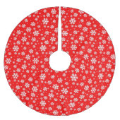 White Snowflakes on Red Winter Pattern Polyester Weihnachtsbaumdecke (Vorderseite)