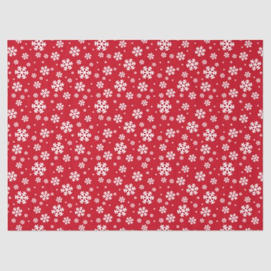 White Snowflakes on red Winter Pattern Seidenpapier (Vorderseite)