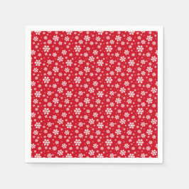 White Snowflakes on red Winter Pattern Serviette