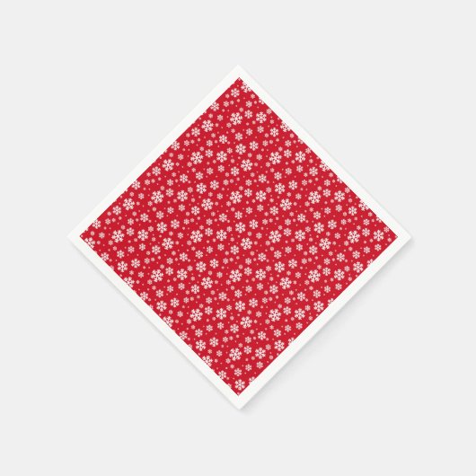 White Snowflakes on red Winter Pattern Serviette (Ecke)