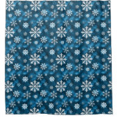 White Snowflakes Pattern On Cool Blue Duschvorhang (Vorderseite)