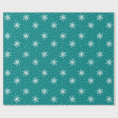 White Snowflakes Polka Dots Aquamarine Weihnachten Geschenkpapier (Flach)