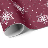 White Snowflakes Polka Dots Burgund Weihnachten Geschenkpapier (Rolleneckpunkt)