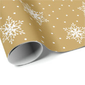 White Snowflakes Polka Dots Gold Weihnachten Geschenkpapier (Rolleneckpunkt)