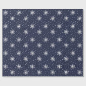 White Snowflakes Polka Dots Navy Blue Weihnachten Geschenkpapier (Flach)