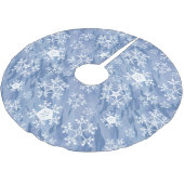 White Snowflakes Polyester Weihnachtsbaumdecke (Schrägansicht)