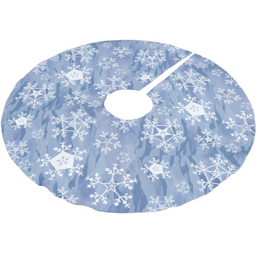 White Snowflakes Polyester Weihnachtsbaumdecke (Schrägansicht)