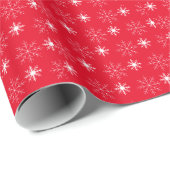 White Snowflakes Red Wrapping Paper Geschenkpapier (Rolleneckpunkt)