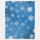 White Snowflakes Sapphire Blue Fleecedecke (Vorderseite)