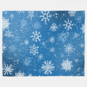 White Snowflakes Sapphire Blue Fleecedecke (Vorderseite (Horizontal))