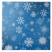 White Snowflakes Sapphire Blue Fliese (Vorderseite)