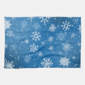 White Snowflakes Sapphire Blue Geschirrtuch (Horizontal)