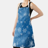 White Snowflakes Sapphire Blue Schürze (InSitu)
