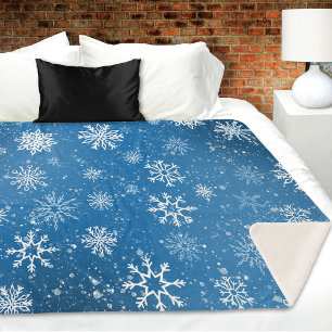 White Snowflakes Sapphire Blue Sherpadecke