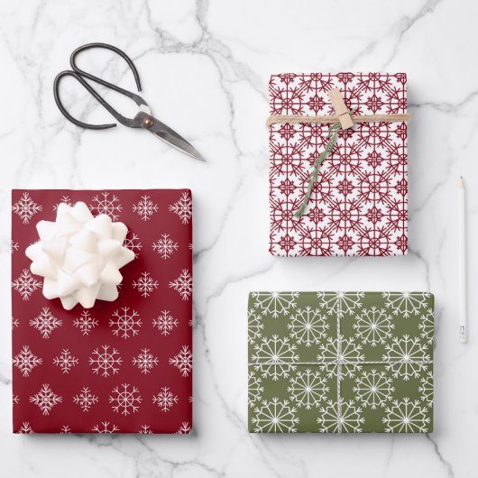 White Snowflakes Weihnachten Geschenkpapier Set (Vorderseite)