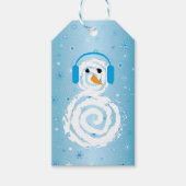 White Snowman Blue Snowflakes Weihnachtsgeschenk T Geschenkanhänger (Vorderseite)