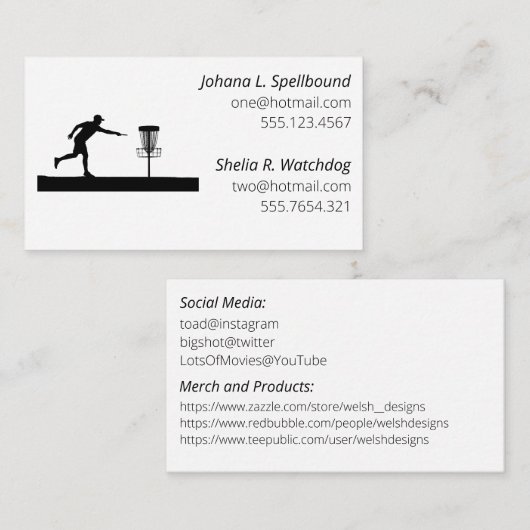 White Social calling card-Disc Golf Visitenkarte (Vorne/Hinten)