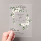 White Soft Floral & Eucalyptus Wedding V2 Acryleinladungen (Insitu (Handheld))