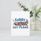White Sorry Got Pläne Funny Raccoon Postkarte (Stehend Vorderseite)