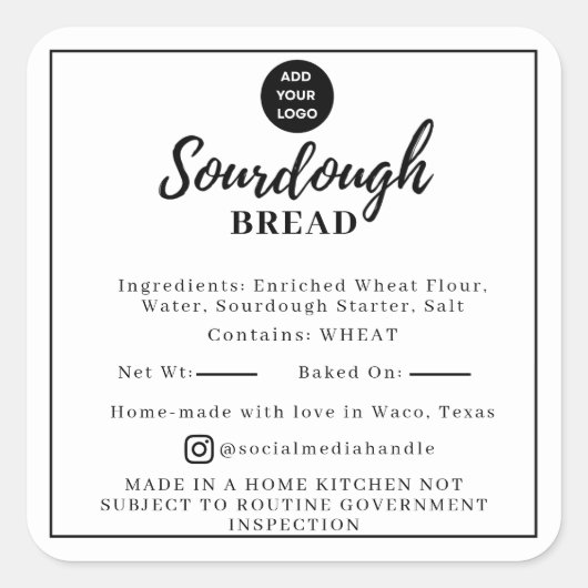 White Sourdough Ingredients Cottage Law Sticker (Vorderseite)